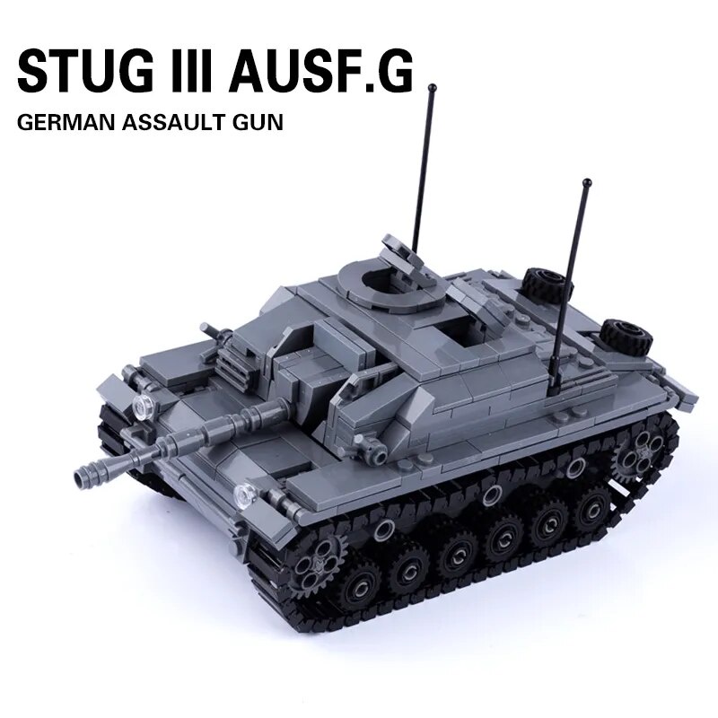WW2 Military Sturmgeschütz III M26 M7 Sd.kfz 222 Soldier Figures Building Blocks Weapon Gun Parts Ta