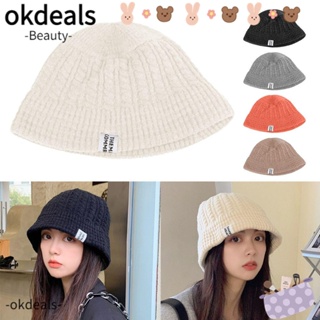 Okdeals หมวกบีนนี่ หมวกกะโหลก อบอุ่น สไตล์เกาหลี ฤดูใบไม้ร่วง ฤดูหนาว