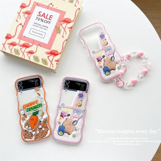 เคสโทรศัพท์มือถือ TPU แบบใส พร้อมสายคล้องมือ สําหรับ Samsung Galaxy Z Flip 5 4 3 5G