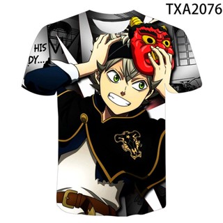 เสื้อยืด คอกว้าง พิมพ์ลายอนิเมะ Black Clover สไตล์ฮาราจูกุ