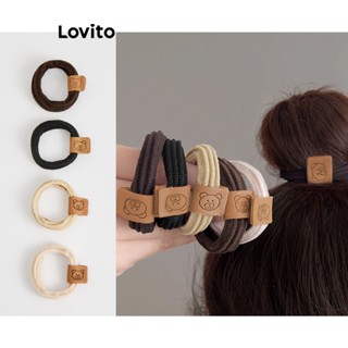 Lovito ยางรัดผมลําลอง ลายสัตว์ สําหรับผู้หญิง L63AD073 (กาแฟ/หลายสี/ปิด สีขาว/ดํา)