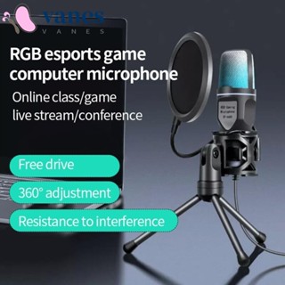 Vanes1 ไมโครโฟนเกมมิ่ง RGB Microfone Plug And Play พร้อมสาย USB กันกระแทก