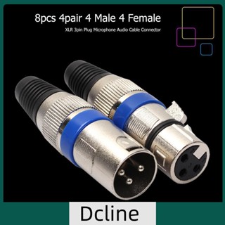 [Dcline.th] ปลั๊ก 4 ตัวผู้ 4 ตัวเมีย XLR 3Pin อุปกรณ์เสริม สําหรับไมโครโฟน DIY 8 ชิ้น