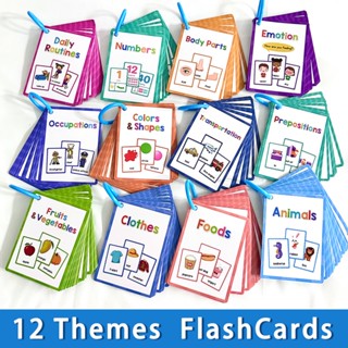 12 Themes English Words Flashcards for Kids Learning Fruit Animal Body Color Shape Fruits Vegetable Flash Cards