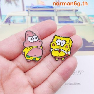 Anorman เข็มกลัด รูปการ์ตูนอนิเมะ SpongeBob สไตล์เกาหลี สีเหลือง สีชมพู