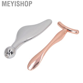 Meyishop Metal Facial Roller Set  Face Glossy 2pcs  Fatigue Promote Absorption Different Ends for Nose Forehead