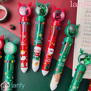 Lanfy ปากกาลูกลื่น ลายการ์ตูนกวาง ซานตาคลอส น่ารัก 10 สี สําหรับโรงเรียน สํานักงาน เครื่องเขียน