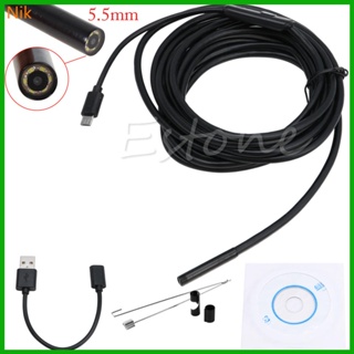 กล้องเอนโดสโคป 5 5 มม. 7 มม. 1 ม. 2 ม. 5 ม. กันน้ํา Android กล้องตรวจสอบ Borescope 6LED