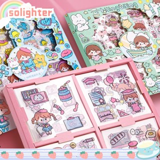 Solighter สติกเกอร์ ลายการ์ตูน กันน้ํา สําหรับติดตกแต่งสมุดภาพ 100 แผ่น ต่อชุด