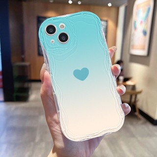 ไล่ระดับสีหัวใจรักสีเขียว เเคสโทรศัพท์ Compatible for iPhone 11 14 13 12 15 Pro Max 7 8 14 15 Plus XR XS Max SE