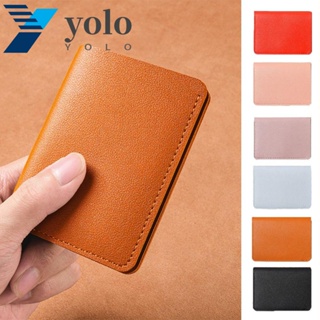 Yolo กระเป๋าใส่เหรียญ ใส่บัตร หนัง PU หลายช่อง สีพื้น สไตล์เกาหลี แฟชั่น สําหรับกลางแจ้ง