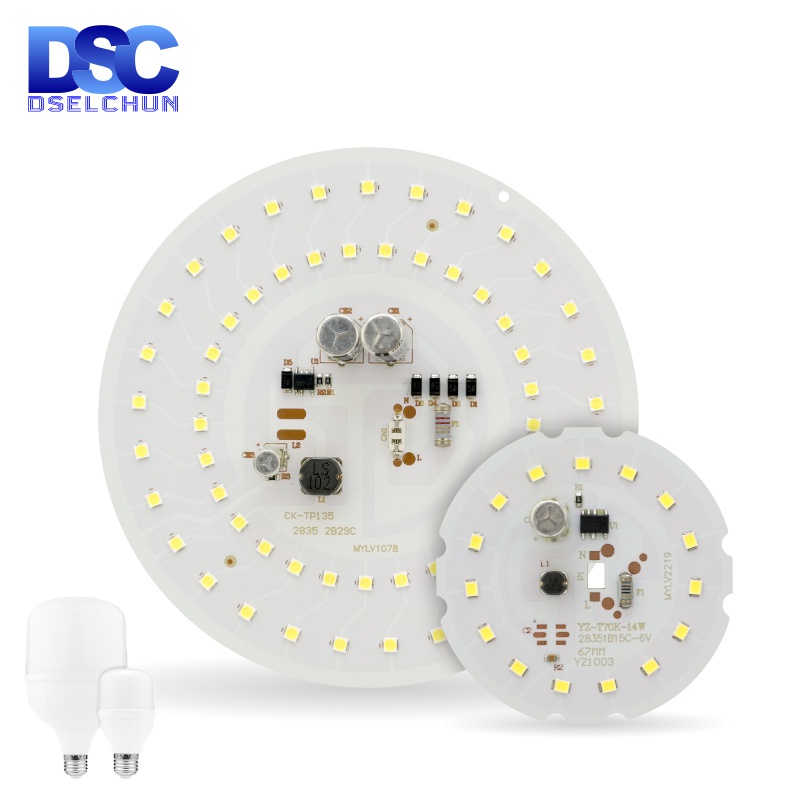 Dselchun ชิป LED สําหรับ 55W 45W 38W 28W 18W 14W 10W 5W หลอดไฟ 2835SMD DOB รอบลูกปัด AC 220V ไม่มีหลอดไฟริบหรี่ชิปโคมไฟ