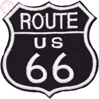 Mioshop แผ่นแพทช์ โพลีเอสเตอร์ ปักลาย US Route 66 Applique Patches 2.87*3.1 นิ้ว 20 ชิ้น US Route 66 Applique Shape Sew on Iron on Patches สําหรับผู้หญิง