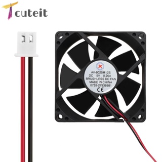 Tcuteit พัดลมระบายความร้อนหม้อน้ํา AV-8025M12S DC 5V 0.2A 80x80x25 มม.