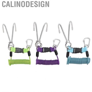 Calinodesign Keep Diving Spring Coiled Hook Stainless Steel Double End Snap  with Quick Release Buckle Scuba Lanyard