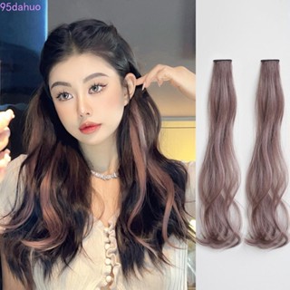 Dahuo วิกผมมัดย้อมสีผม แบบแขวนหู สีฟ้า มองไม่เห็น เครื่องประดับผม ไฮไลท์ สีรุ้ง ธรรมชาติ สําหรับผู้หญิง