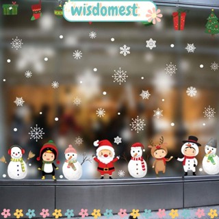 Wisdomest สติกเกอร์ ลายการ์ตูนคริสต์มาส เกล็ดหิมะ สําหรับตกแต่งบ้าน หน้าต่าง