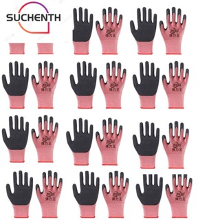 Suchenth ถุงมือยาง สีชมพู ไซซ์ L สําหรับทําอาหาร 12 คู่