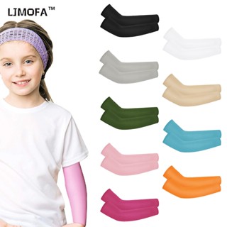 Ljmofa KIDS ปลอกแขนกันแดด แบบบาง ระบายอากาศ สีพื้น แฟชั่นฤดูร้อน สําหรับเด็กผู้ชาย และเด็กผู้หญิง