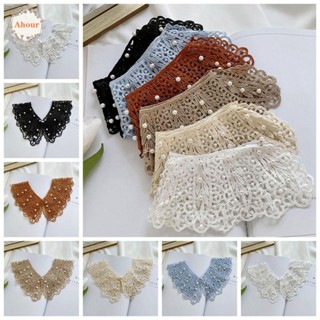 Ahour ผ้าคลุมไหล่ คอปกตุ๊กตา ผ้าฝ้าย แต่งลูกไม้ ประดับไข่มุก…