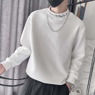 เสื้อยืด คอกลม ปักลายตัวอักษร สีพื้น สําหรับผู้ชาย