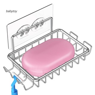 Baby ที่วางสบู่สี่ตะขอ สเตนเลส ที่วางสบู่ แบบติดผนัง พร้อมตะขอ กันลื่น มั่นคง และไม่เจาะรู เหมาะสําหรับองค์กรห้องน้ํา