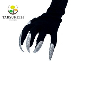 Tarsureth ถุงมือคอสเพลย์ผีฮาโลวีน สีเงิน ดํา สําหรับตกแต่งเวที วันหยุด DIY