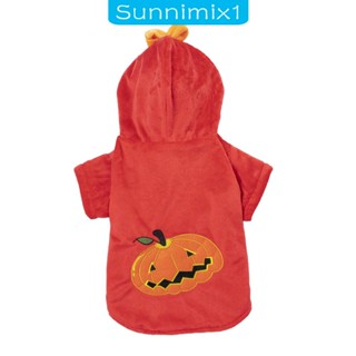 [Sunnimix1] เสื้อกันหนาว มีฮู้ด ผ้าฟลีซ ลายฮาโลวีน สําหรับสัตว์เลี้ยง สุนัข แมว