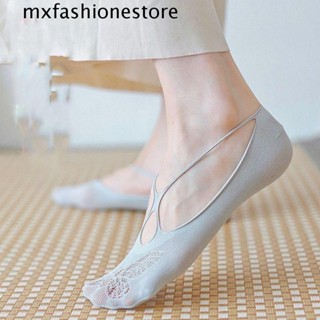 Mxfashione ถุงเท้าตาข่าย แบบบาง ระบายอากาศ สีพื้น เรียบง่าย สําหรับผู้หญิง