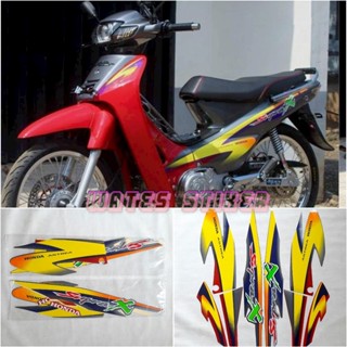 สติกเกอร์ Lis Les Pole honda supra x 100 2000 2001 สีเทา สีแดง คุณภาพดี