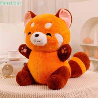 Fishstick1 หมอนตุ๊กตานุ่ม รูปแรคคูน สีแดง ของเล่นสําหรับเด็ก