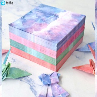 ISITA กระดาษ Origami DIY พรีเมี่ยม Galaxy สองด้าน รูปแบบ Starry สร้างสรรค์ ออกกําลังกาย หัตถกรรม กระดาษ