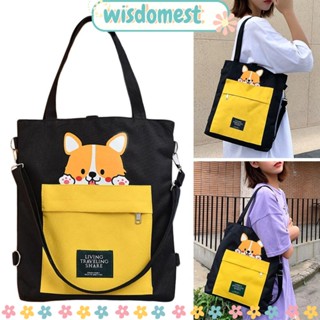 WISDOMEST กระเป๋าสะพายไหล่ สะพายข้าง ทรงโท้ท พิมพ์ลายการ์ตูน สามารถปรับได้