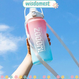 WISDOMEST ขวดน้ําไล่โทนสี 2000 มล. พร้อมหลอดดูด สําหรับออกกําลังกาย