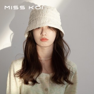 Misskoi [พร้อมส่ง] หมวกบักเก็ตกันแดด ขนาดเล็ก สีขาว แฟชั่นฤดูร้อน และฤดูใบไม้ร่วง สไตล์ญี่ปุ่น สําหรับผู้หญิง