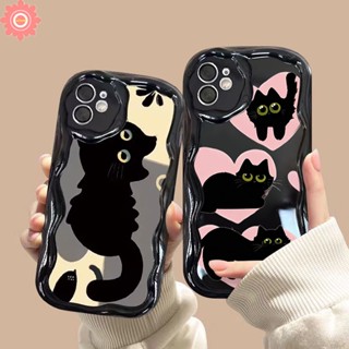 เคสโทรศัพท์มือถือ ขอบโค้ง ลายภาพวาดสีน้ํามัน รูปหัวใจ 3D สีดํา สําหรับ Redmi 12C 9A 10C 9T A1 9 A2 10 10A 9C NFC Note 11 11s 10s 12 10 Pro Max Poco M3 Mi 11 Lite 12 เคสคู่รัก