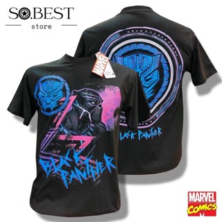 SO.BEST เสื้อยืด Black Panther 8 สกรีนหน้า-หลัง ลิขสิทธิ์แท้ มาร์เวล