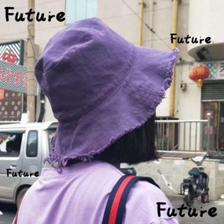 Future หมวกบักเก็ต ผ้าฝ้าย ป้องกันรังสียูวี ขนาดใหญ่ แฟชั่นฤดูร้อน สําหรับผู้ชาย และผู้หญิง