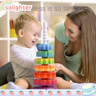 Solighter ห่วงสปินนิ่ง ทรงกลม สีรุ้ง เป็นมิตรกับสิ่งแวดล้อม สําหรับเด็กปฐมวัย