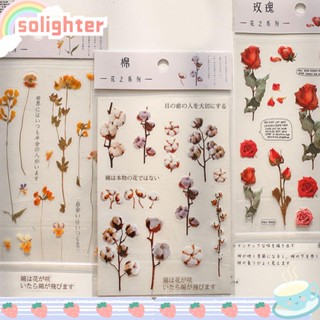 Solighter สติกเกอร์ฉลาก PET ลายดอกไม้ สําหรับตกแต่ง DIY