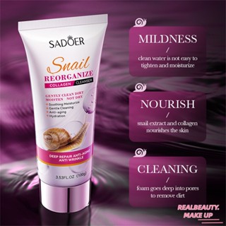 SADOER Snail Collagen Facial Cleanser ทำความสะอาดอย่างล้ำลึกเพื่อการฟื้นฟูผิว Radiant Complexion Reviving The Skin Deep Cleanser Antiaging สารต้านอนุมูลอิสระวางทำความสะอาด [realbeauty]