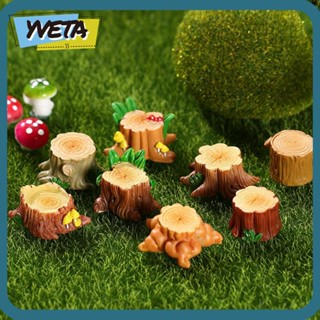 Yveta ตุ๊กตาเรซิ่น รูปตอไม้ สีเหลือง สําหรับตกแต่งสวน 6 ชิ้น