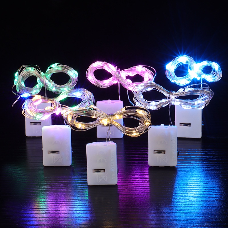 1M ไฟนางฟ้า LED สายไฟ ลวดโคมไฟลวดทองแดงกันน้ำ ไฟติดผนังแบบมีสาย แสงอุ่น/แสงสี งานเลี้ยงวันเกิดของตกแต่งวันคริสต์มาส