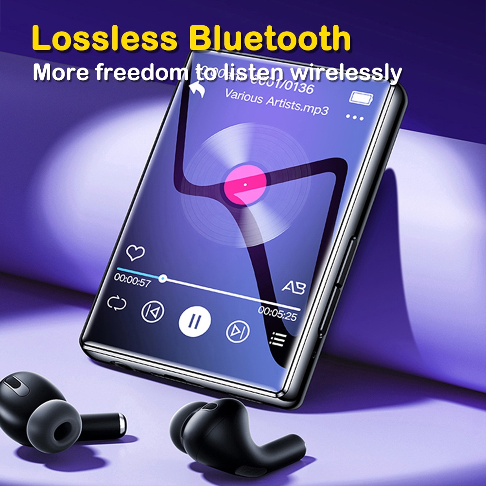 เครื่องเล่น MP3 พร้อม Bluetooth 5.0 เครื่องเล่นเพลงหน้าจอสัมผัส Walkman Lossless Sound วิทยุ FM การบันทึก e-Book