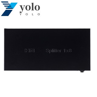 Yolo กล่องแยก HDMI เข้าได้กับ 1x8 ซิงโครไนซ์หน้าจอ เข้า 1 ออก 8 ออก 1x8 HDMI เครื่องขยายเสียงวิดีโอ Full HD 3D