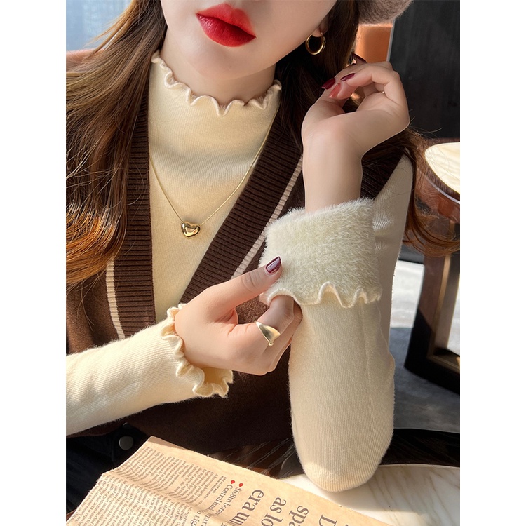 เสื้อกันหนาว คอเต่า ผ้าขนแกะ แบบหนา แฟชั่นฤดูใบไม้ร่วง และฤดูหนาว สําหรับผู้หญิง OEA