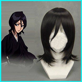 Bleach Kuchiki Rukia วิกผมคอสเพลย์ วิกผมสั้น สีดํา ผู้หญิง ผู้ชาย อะนิเมะ คอสเพลย์ เครื่องแต่งกาย ปาร์ตี้ฮาโลวีน