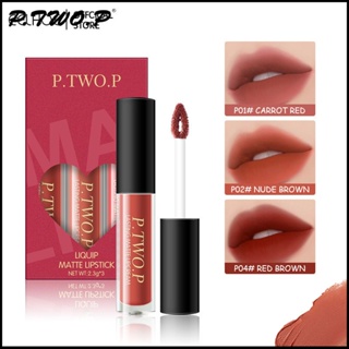 P.TWO.P 3in1 Matte Lip Tint Set Long Wearing Waterproof ลิปสติก Kit เม็ดสีสูง Lip Makeup -eelhoe