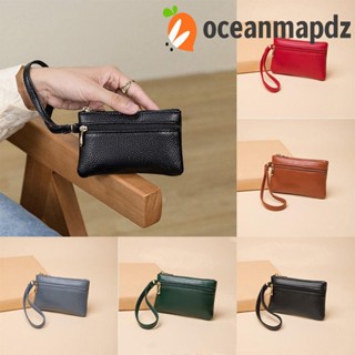 Oceanmapdz กระเป๋าสตางค์ กระเป๋าใส่เหรียญ มีซิป ลายลิ้นจี่ สีพื้น สไตล์เกาหลี เรียบง่าย ขนาดเล็ก กลางแจ้ง