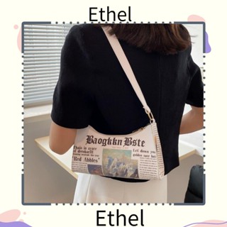 Ethel1 กระเป๋าสะพายไหล่ ใต้วงแขน หนัง PU พิมพ์ลายตัวอักษร ความจุเยอะ แฟชั่นสําหรับผู้หญิง